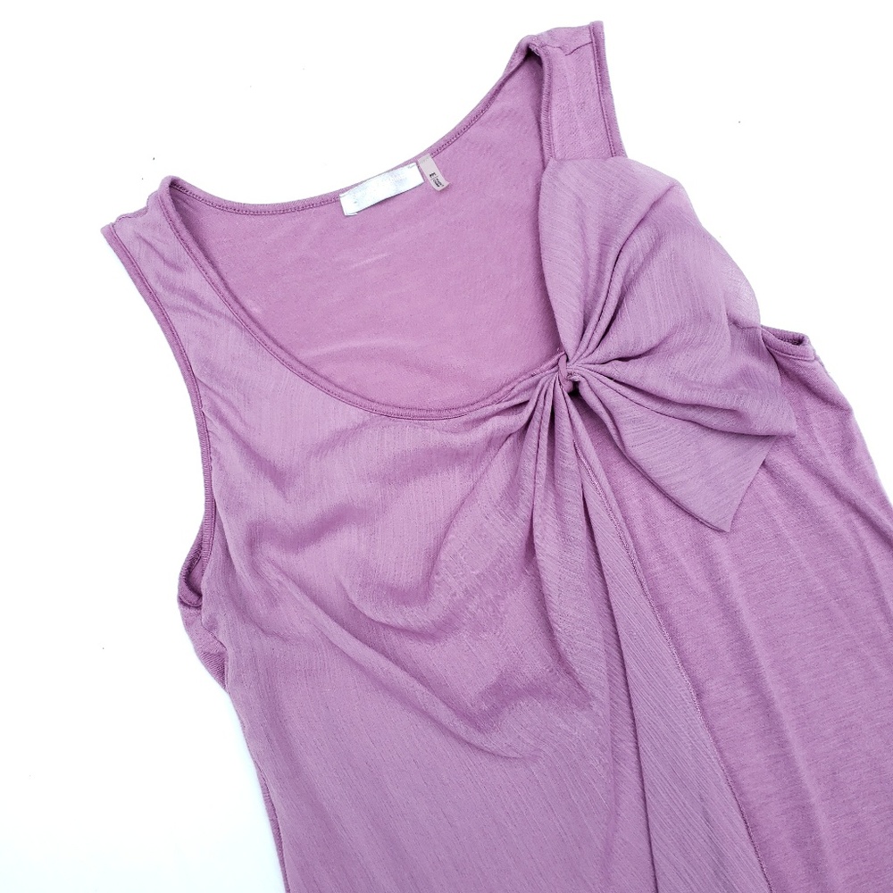 Pink Cascading Sheer Bow Overlay Sleeveless Top
